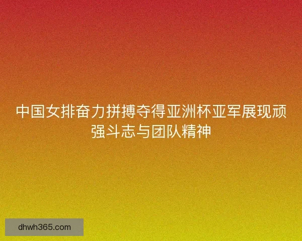 中国女排奋力拼搏夺得亚洲杯亚军展现顽强斗志与团队精神